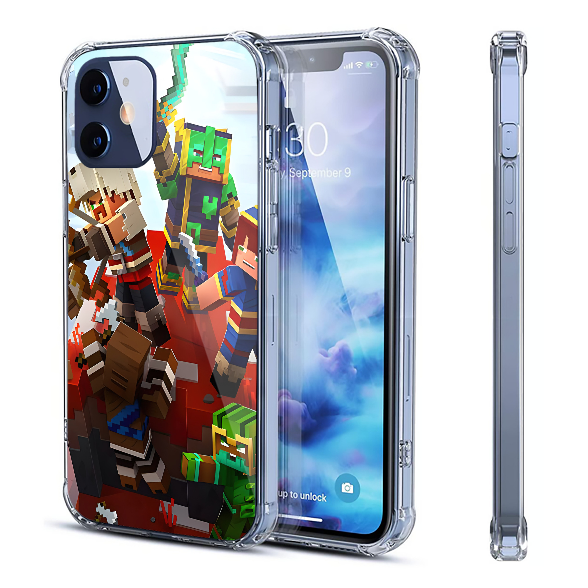 （画像用） マインクラフト ブロックの世界 Minecraft MC Block world 【iPhone 12シリーズ対応】透明スマホケース（クリアソフトケース）